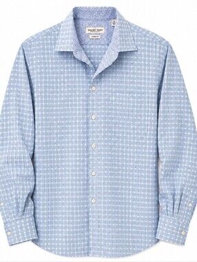 Van Heusen Blue Windowpane Dress Shirt Regualr Fit 16.5 L/G